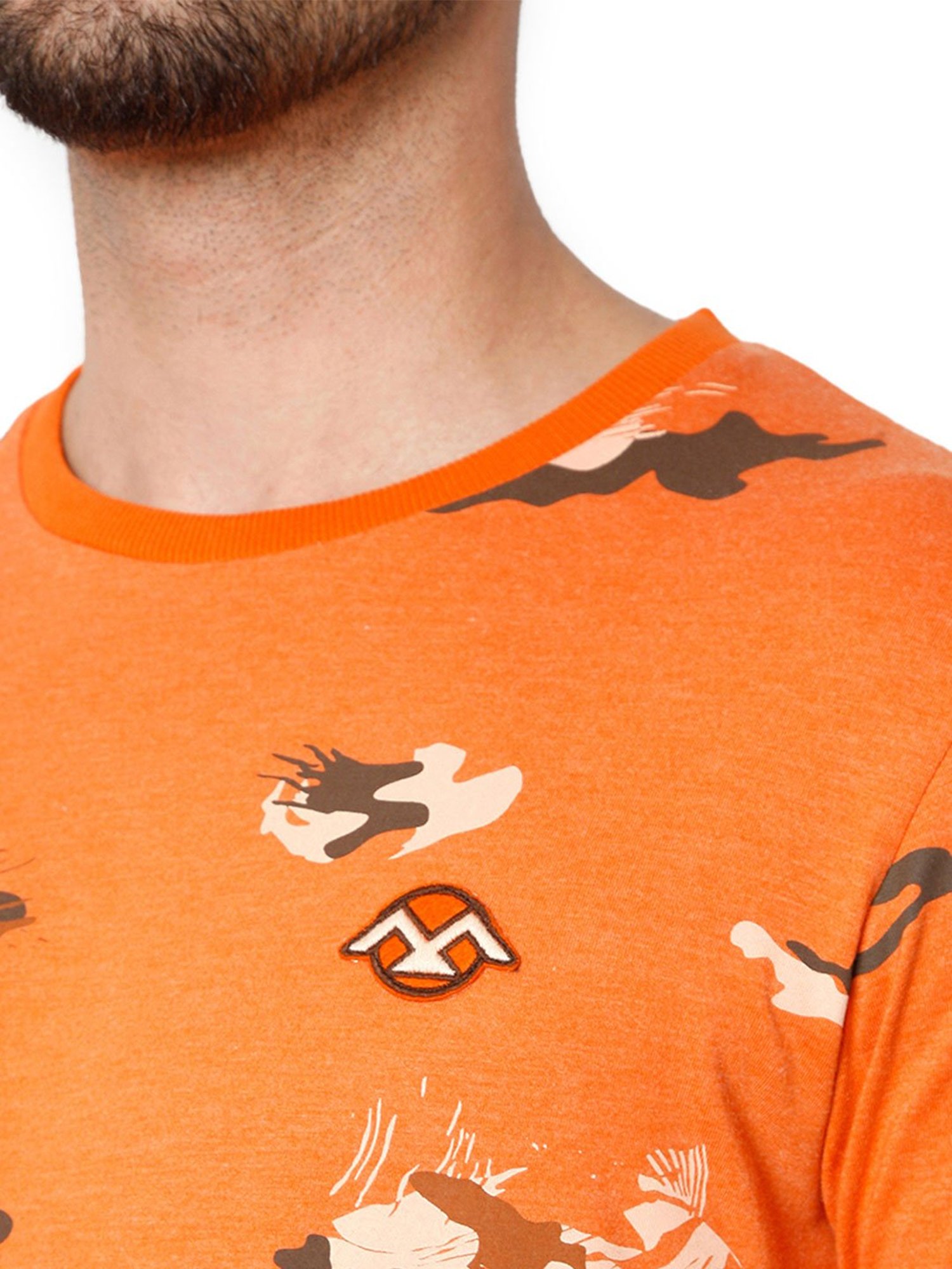 Mufti Orange Printed T-Shirt