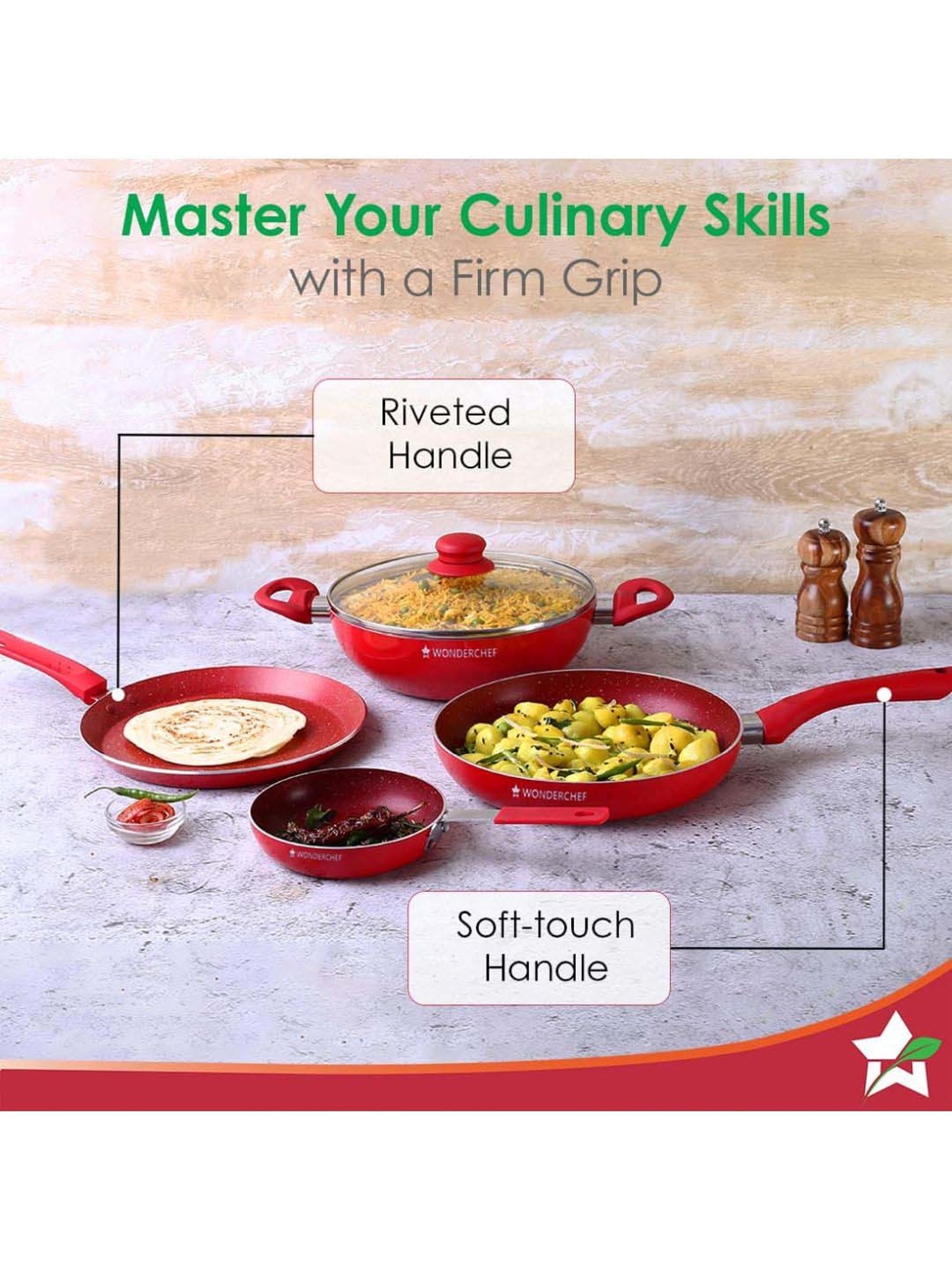 Wonderchef Royal Velvet Non-stick Induction Bottom 5 Pcs Cookware Set