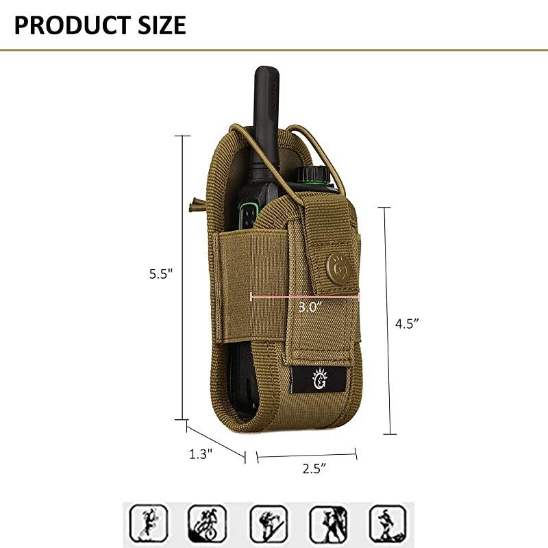 Versatile Radio Holster PouchTactical Molle Radio Holder Case PouchMilitary Interphone Storage Nylon Bag Lightweight for Two Way Radios Walkie Talkies Black