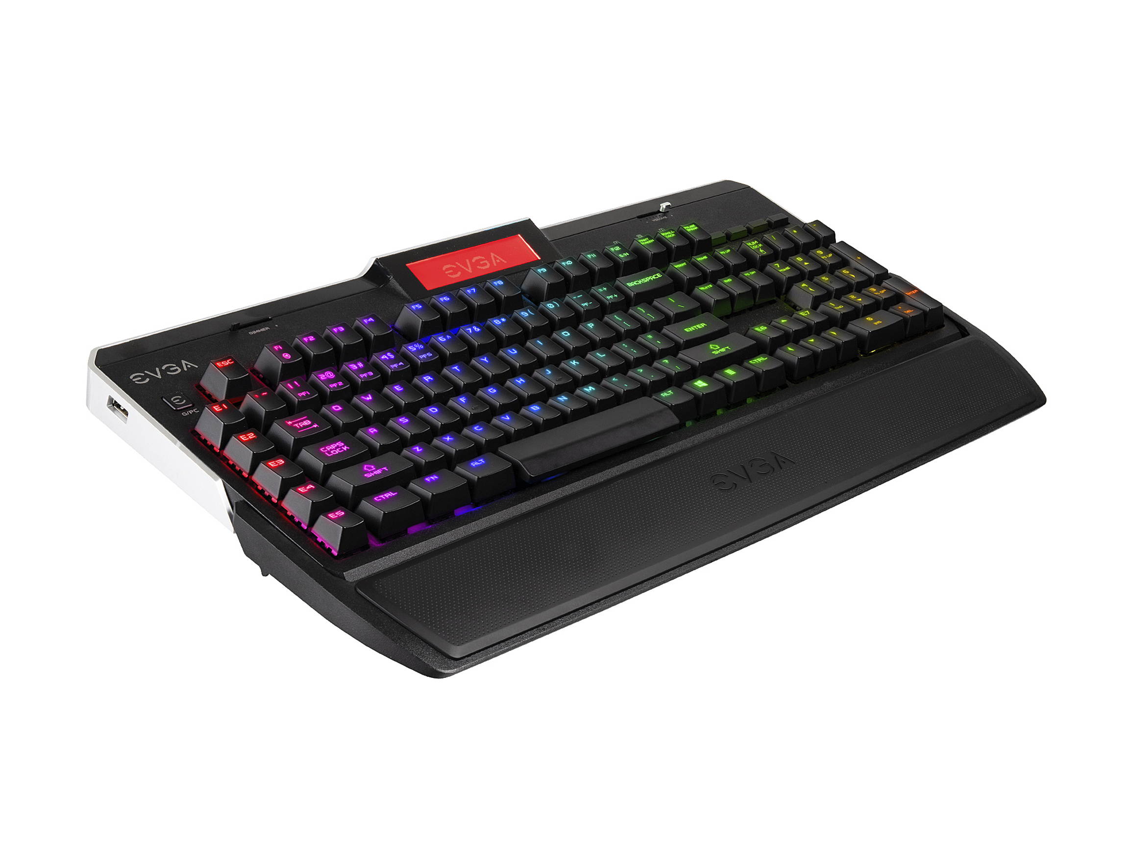 EVGA Z10 Gaming Keyboard, Red Backlit LED, Mechanical Blue Switches, Onboard LCD Display, Macro Gaming Keys