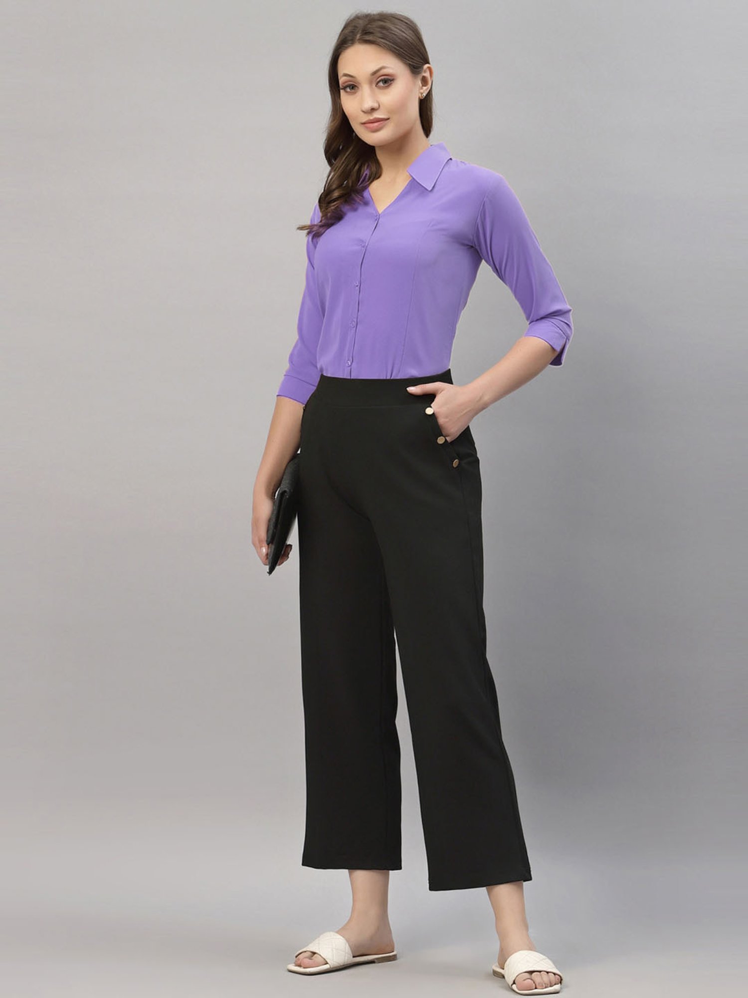 SELVIA Purple Regular Fit Formal Shirt
