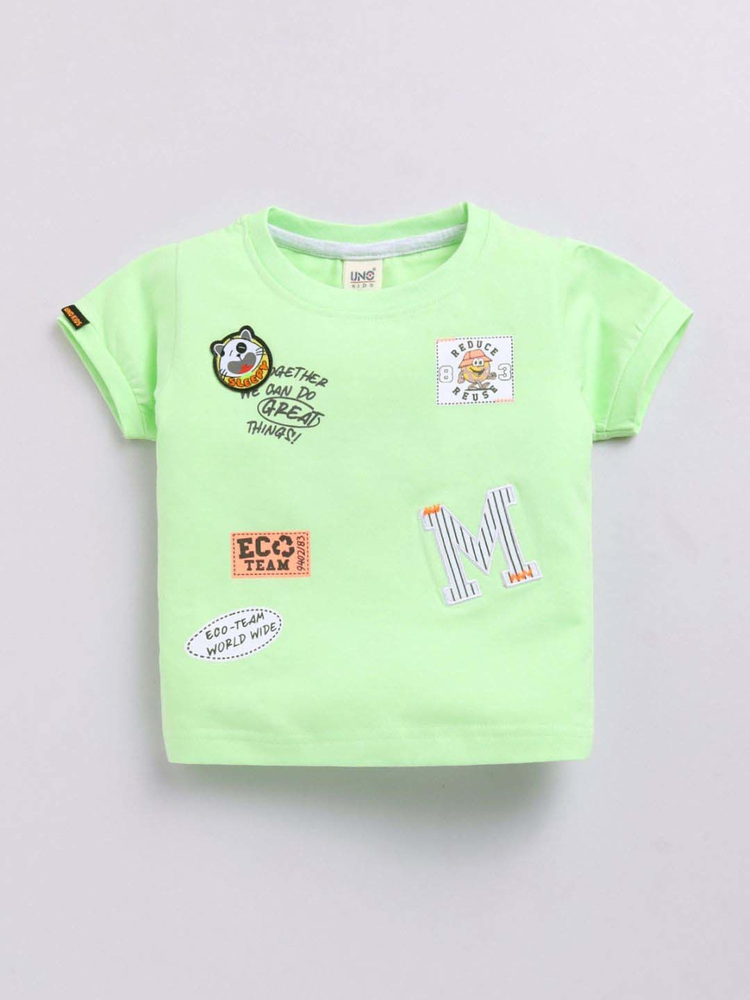 UNO KIDS Boys Green Printed Top & Short sets