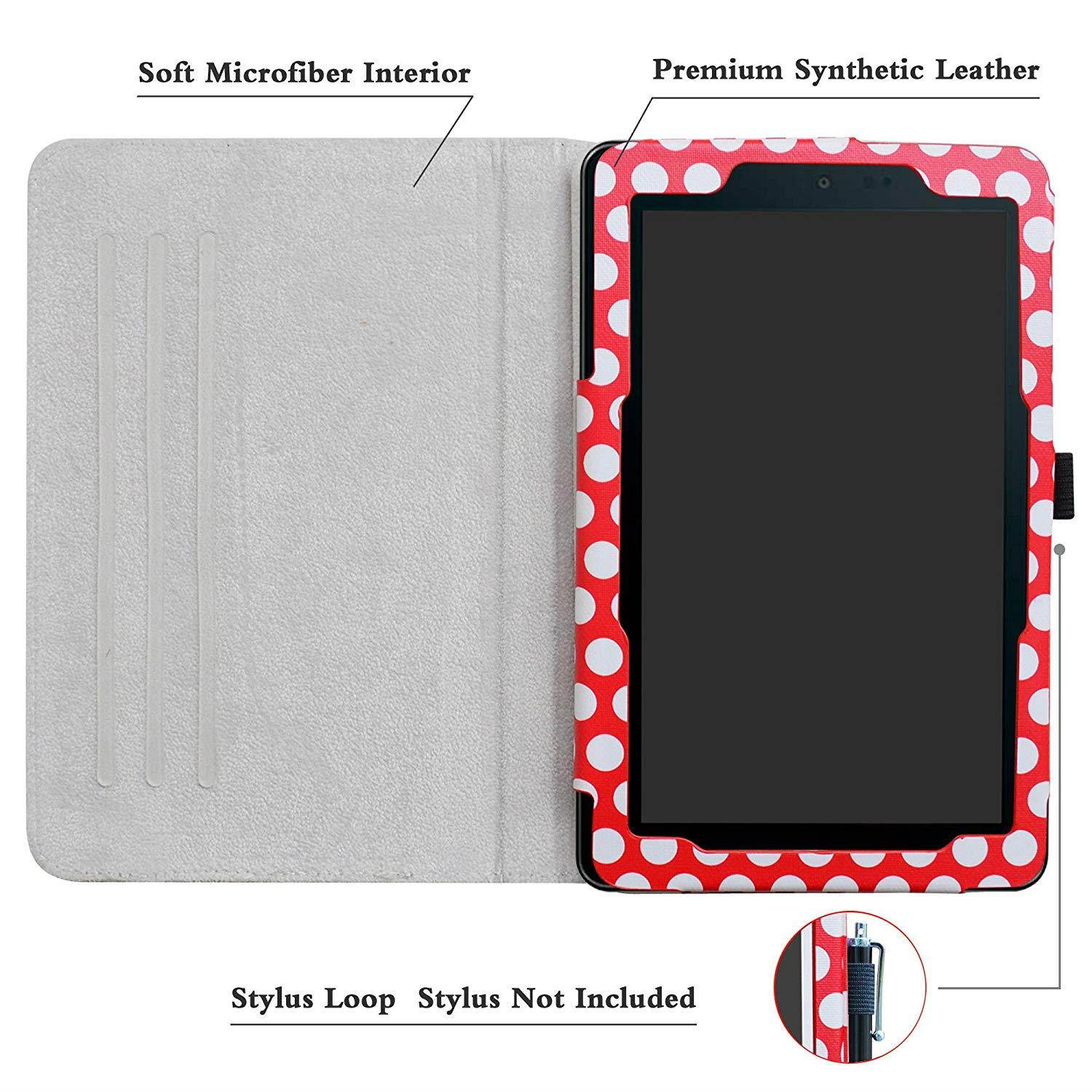 Sprint Slate 8" Tablet Rotating Case,Mama Mouth 360 Degree Rotary Stand with Cute Cover for 8" Sprint Slate 8 (AQT80) / Sprint Slate 8 Plus Android Tablet,Polkadot Red