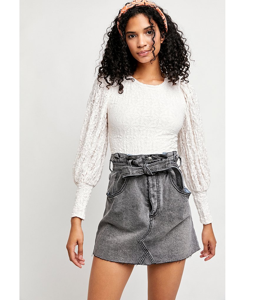 Free People Tea Time Long Puff Sleeve Top