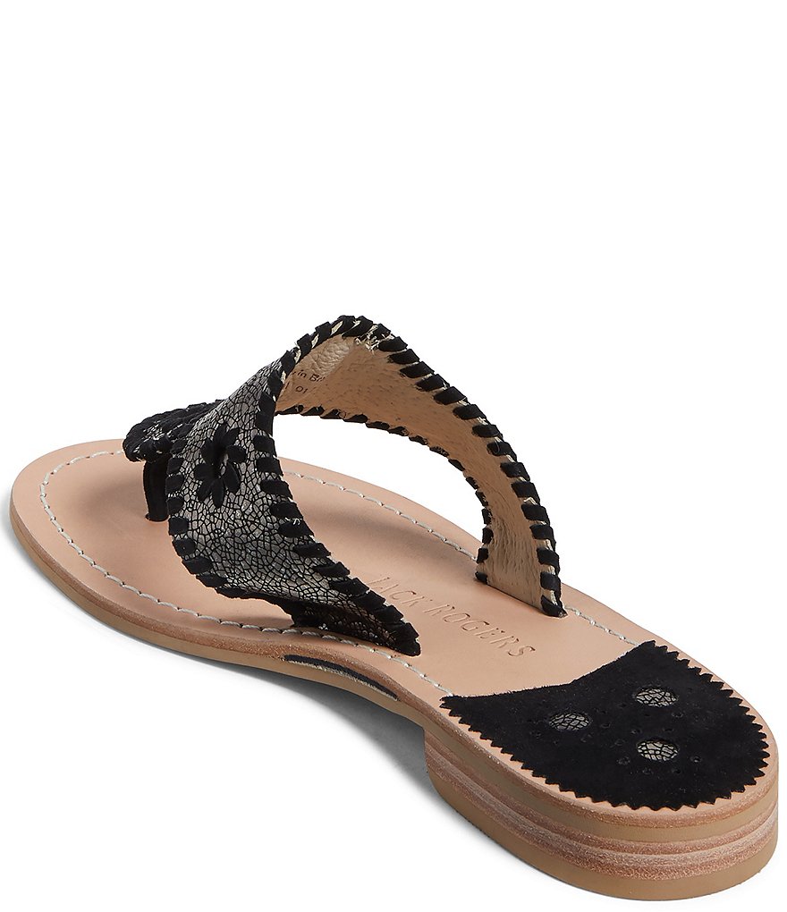 Jack Rogers Jacks Crackled Metallic Leather Thong Sandals