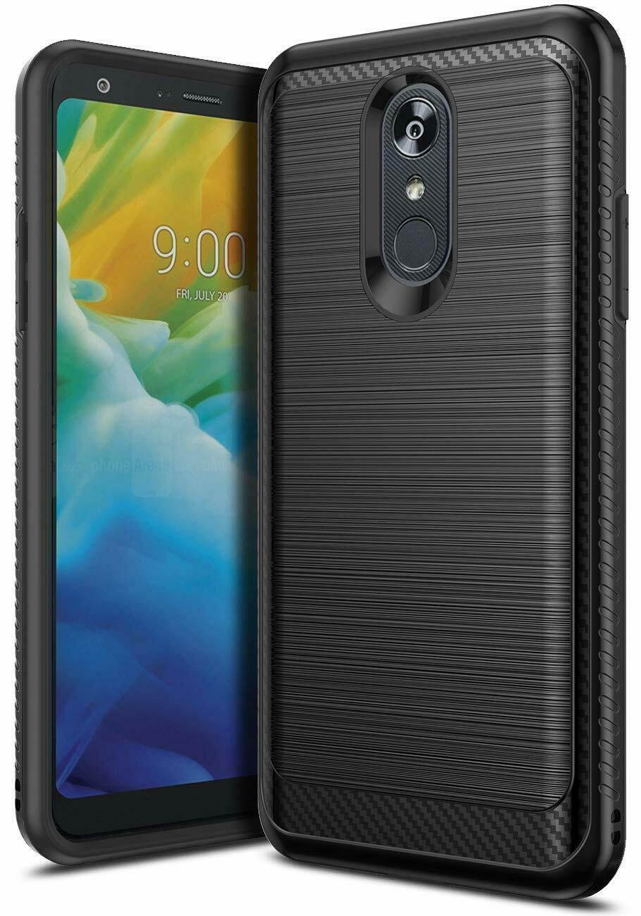 For LG Stylo 5/4/Plus Phone Case Brushed Armor Rubber Hard Cover +Tempered Glass