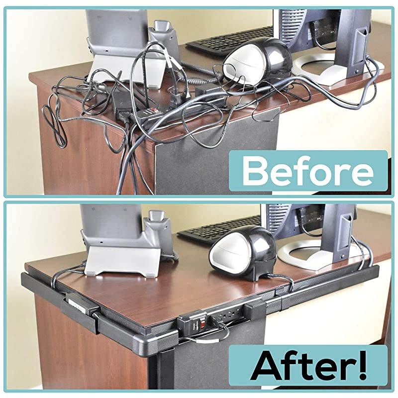 Channel Cable Raceway System 100 Total Cable Management Solution for Desk Office Kitchen or Workshop Includes Couplers to Cover Gaps and Solution for Power Blocks and Outlet Strips