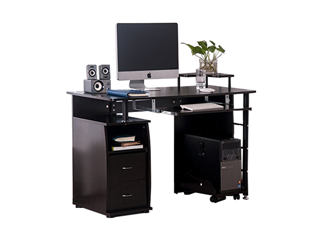 Home Office Computer Desk Gaming Desk Home Office Desk Computer Desk Study Workstation Furniture Table with Keyboard Tray and Drawers ,Black,GT39