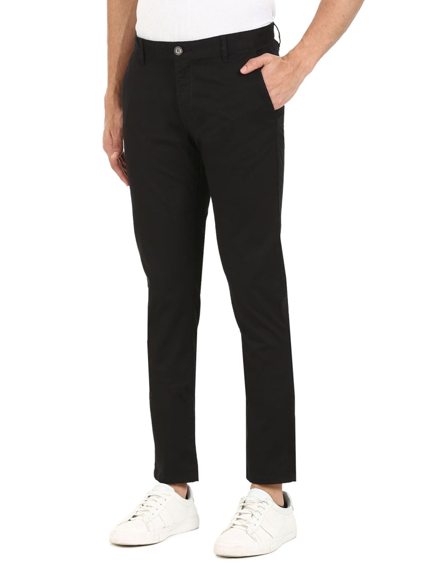 Aeropostale Black Cotton Regular Fit Trousers