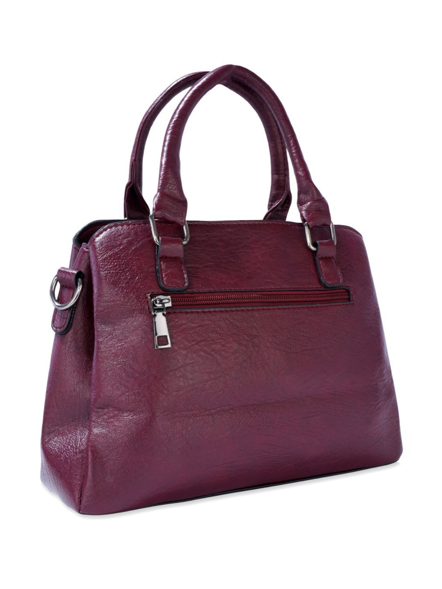 Luvoksi Maroon Textured Large Satchel Handbag