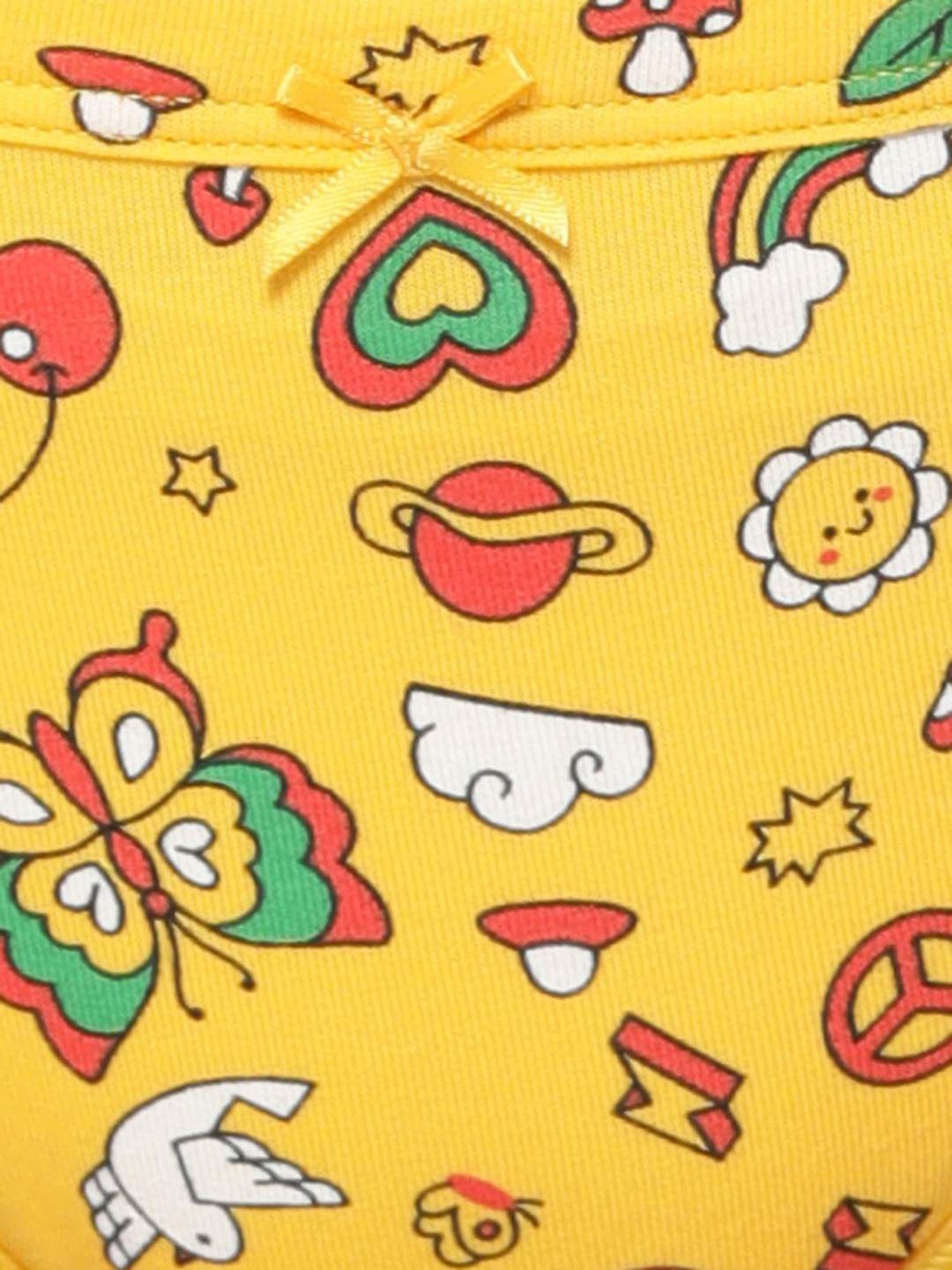 Clovia White & Yellow Cotton Printed Bikini Panties - Pack Of 3