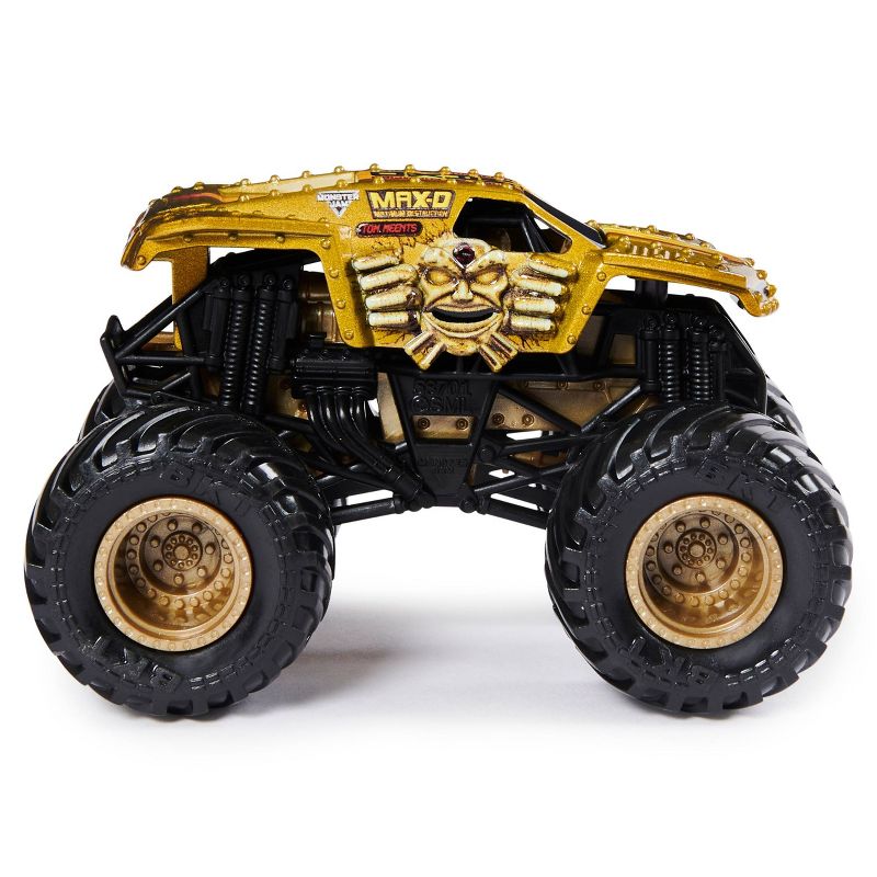 Monster Jam Official Max-D 1:64 Scale Monster Truck and 5" Maximus Creatures Action Figure - Metallic Gold