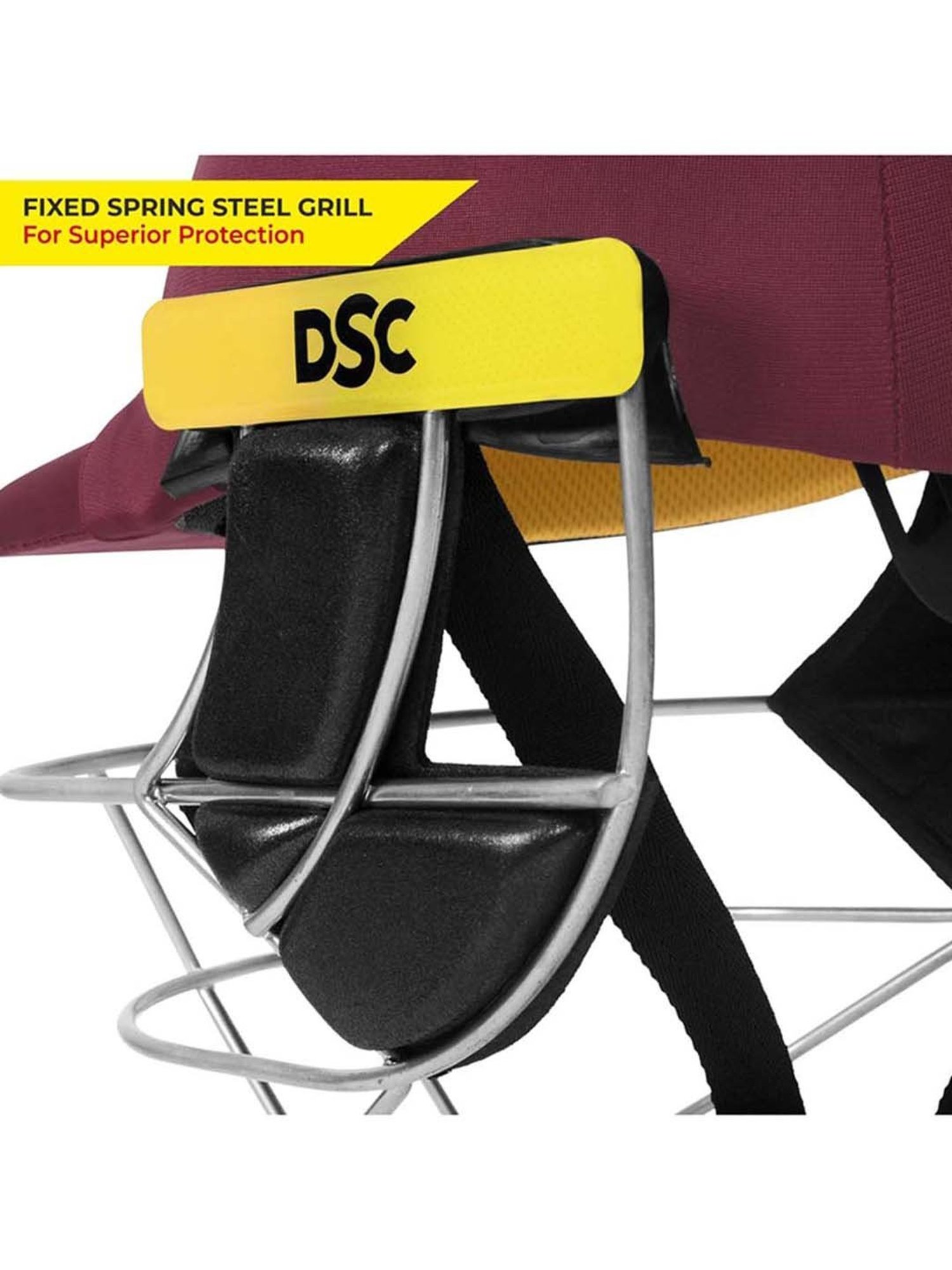 DSC AVENGER PRO Premium Cricket Helmet Fixed Spring Steel Grill Back Support Strap Size - L
