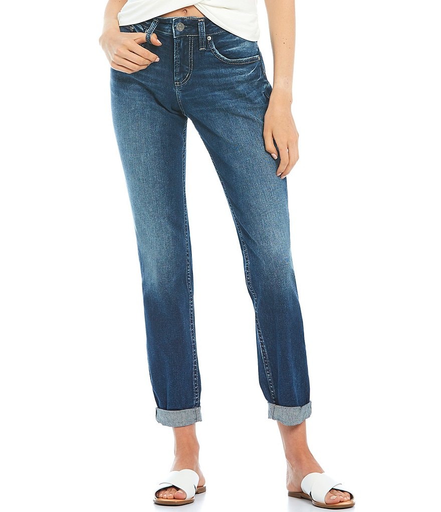 Silver Jeans Co. Boyfriend Mid Rise Rolled Cuff Jeans