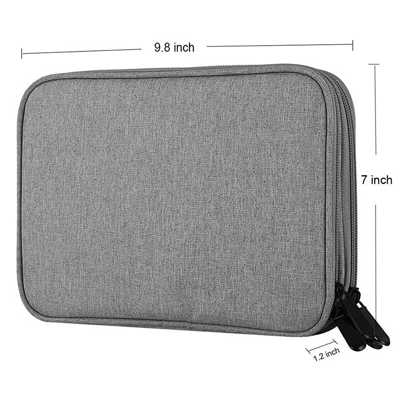 Organizer, 2 Layer Electronic Accessories Organizer Travel Storage Bag for Charging Cable, phone, Power Bank, Mini Tablet (Up to 7.9''), Make up Organizer Bag for Traveling (Grey)