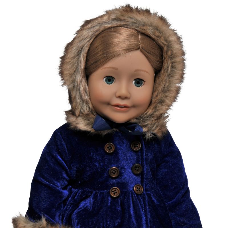 The Queen's Treasures 1800s Style Blue Velvet Coat, Hat for 18" Dolls