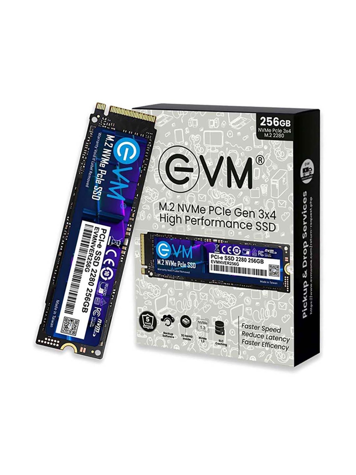 EVM EVMNV 256GB M.2 PCIe NVMe Internal SSD (Black)