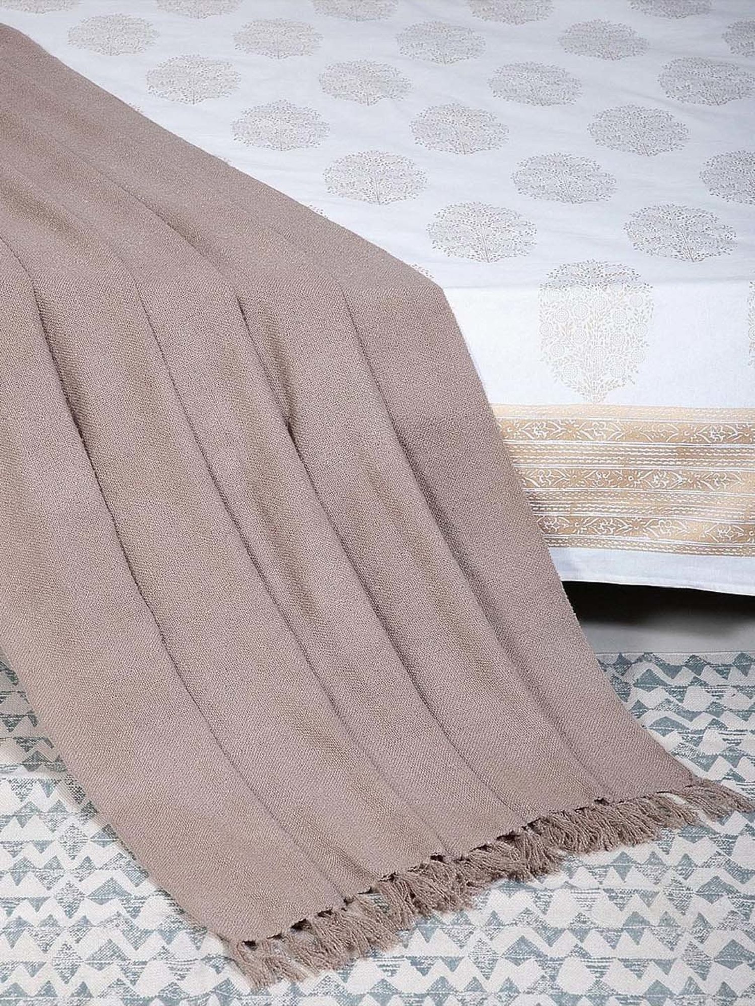 Fabindia Home Standalone Brown Acrylic Boucle Throw