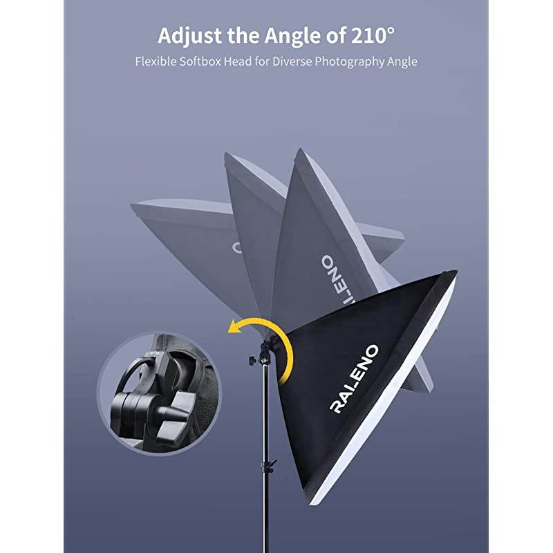 800W Softbox Lighting Kit 2X20X28 inch Professional Photography Continuous Lighting Equipment with 2 x 85W E27 Socket 5500K Bulbs for Portraits and Product Shooting