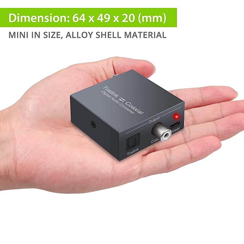 DAC Optical SPDIF Toslink to Coaxial and Coaxial to Optical SPDIF Toslink Biderectional Swither SPDIF Coaxial and Toslink Optical Splitter with 1m Optical Cable and USB Cable