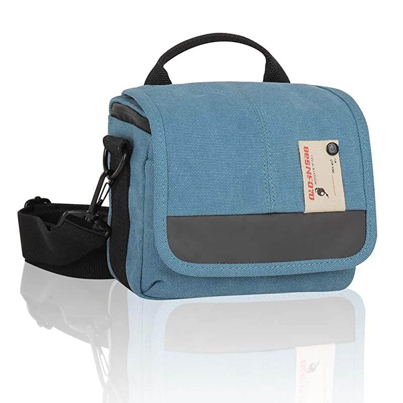 Mirrorless Camera Shoulder Bag Small Messenger Case Compact Waist Bag Waterproof Compatible for Canon EOS M10 M6 M2 Mrak M50 M100 Nikon P600 D5100 D5300 Sony RX10M3 Olympus E-M10 (Baby Blue)