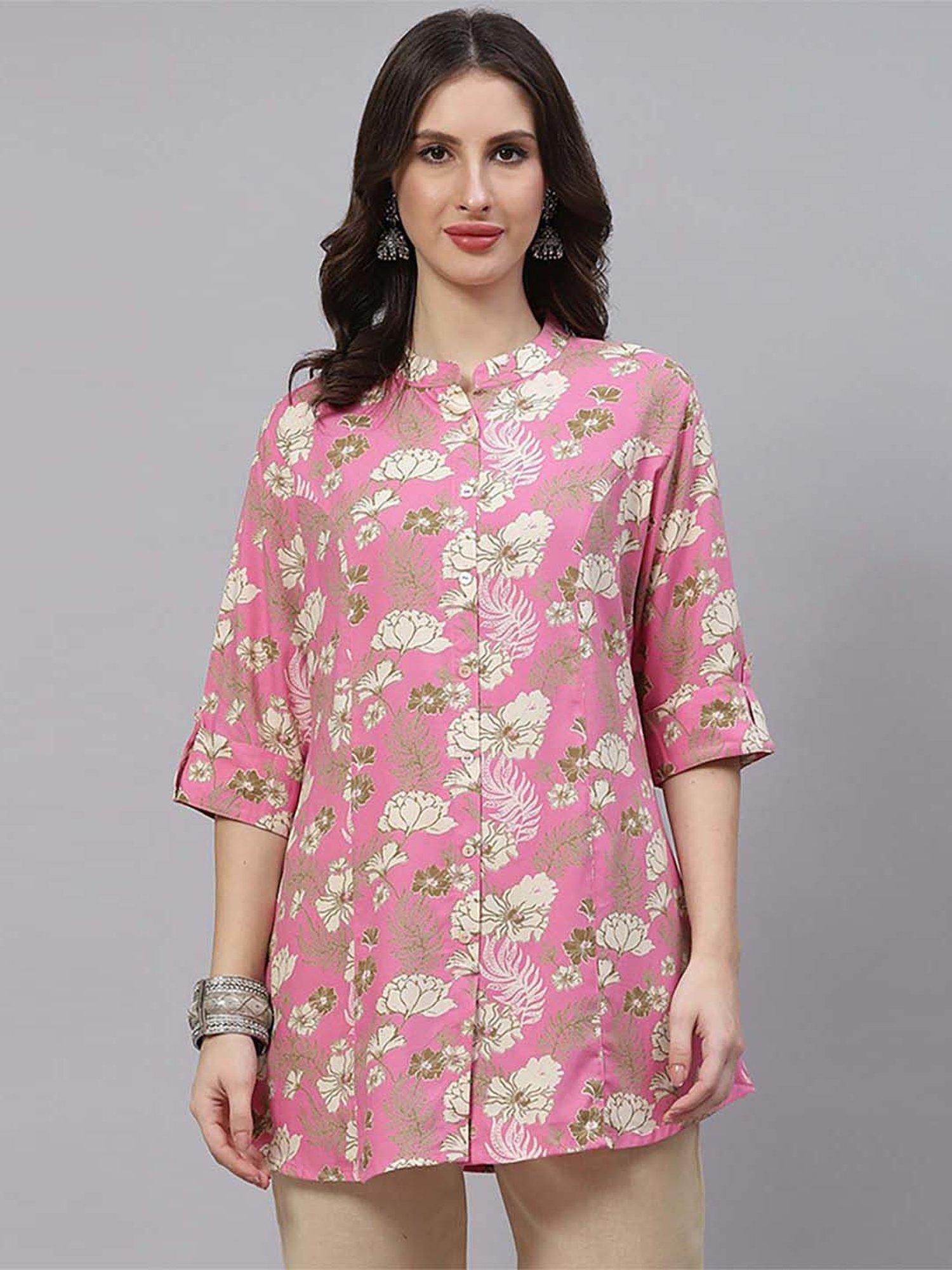 Divena Pink Floral Print Tunic