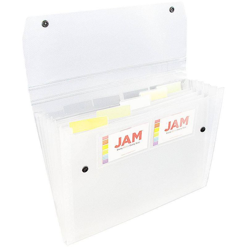 JAM Paper 9" x 13" 6 Pocket Plastic Expanding File Folder with Snap Closure - Letter Size - Clear
