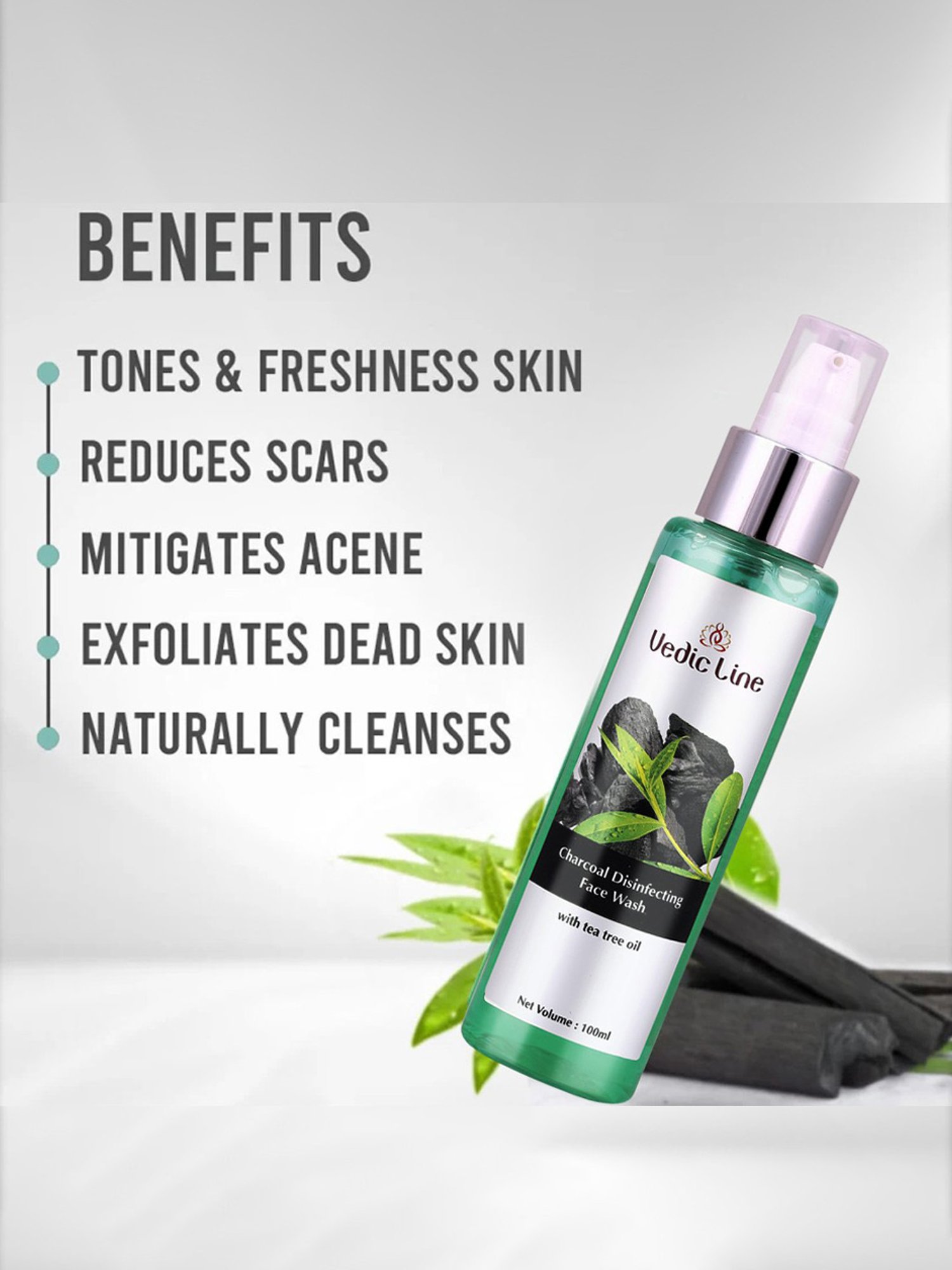 VEDIC LINE Charcoal Disinfecting Face Wash - 100 ml