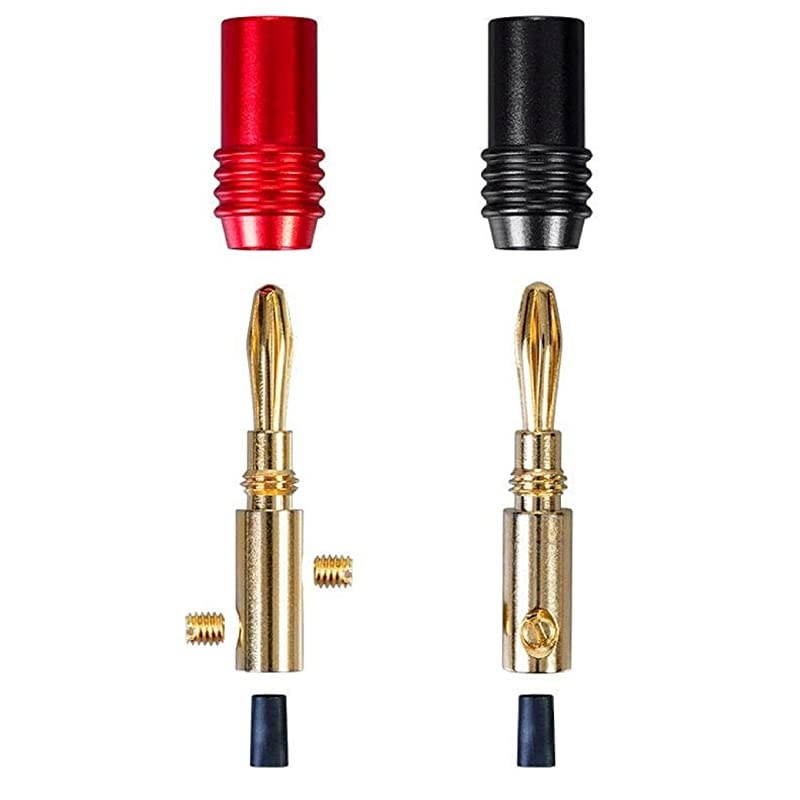 2 Pair Affinity Series 24k Gold Speaker Banana Plug,Black/Red
