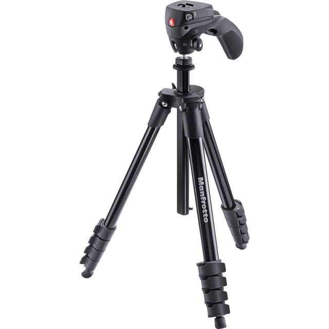 Manfrotto 5-Section Compact Action Aluminum Tripod, 3.31lbs Capacity, Black