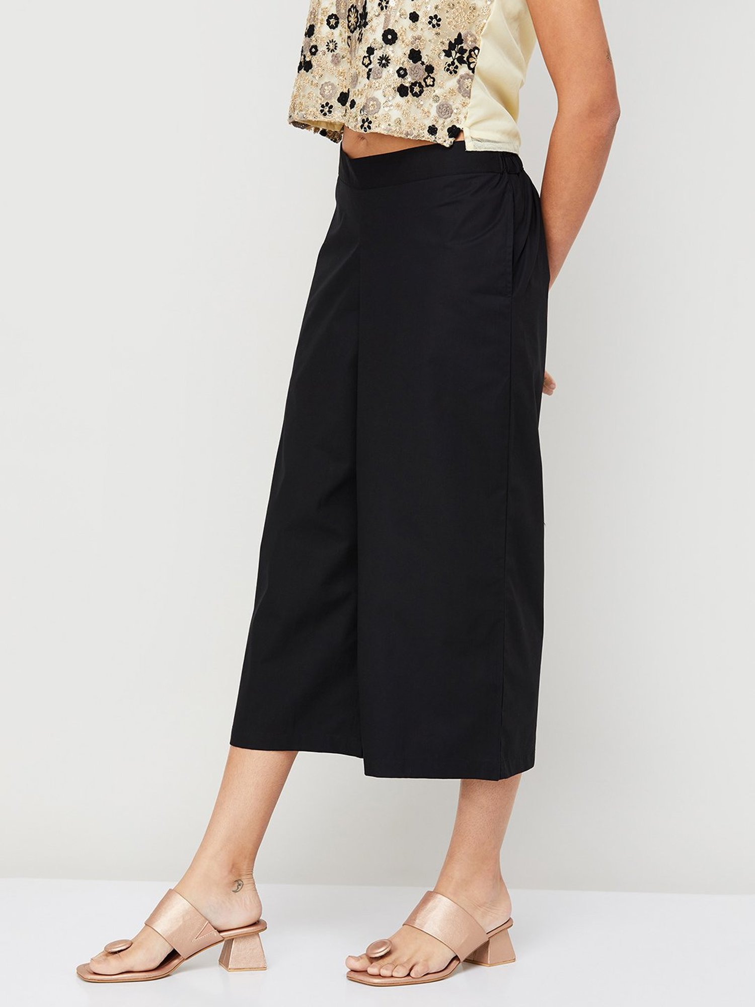 Melange by Lifestyle Black Regular Fit Culottes