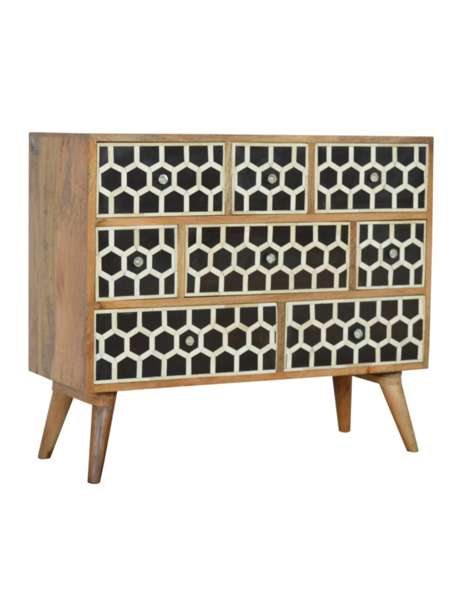 Fabindia Brown Sheesham Wood Textured Cabinet