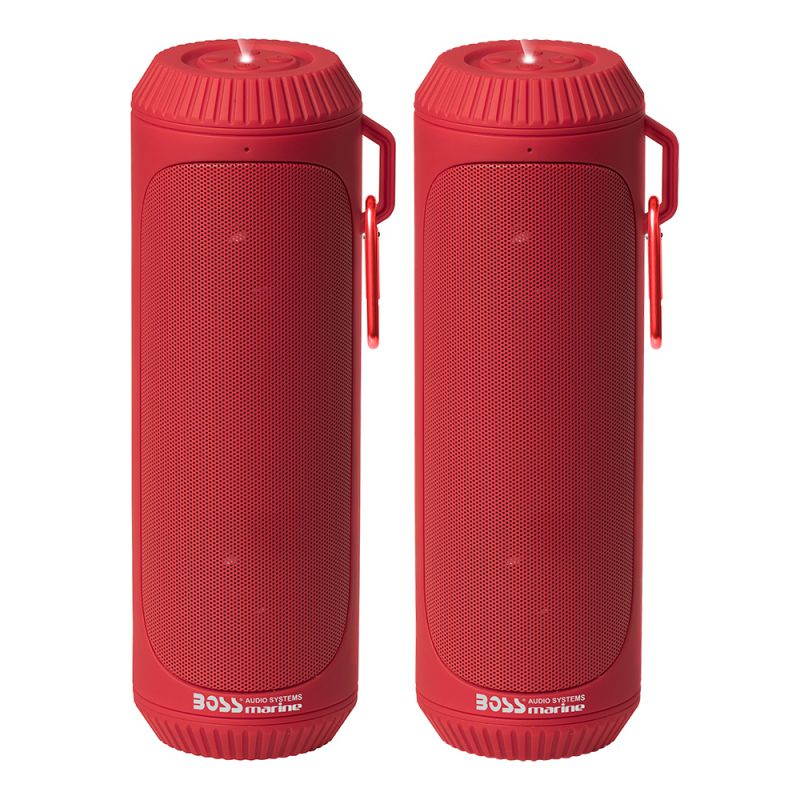 Boss Audio BOLTRED Bolt Marine Bluetooth Portable Speaker System with Flashlight, Red - Pack of 2
