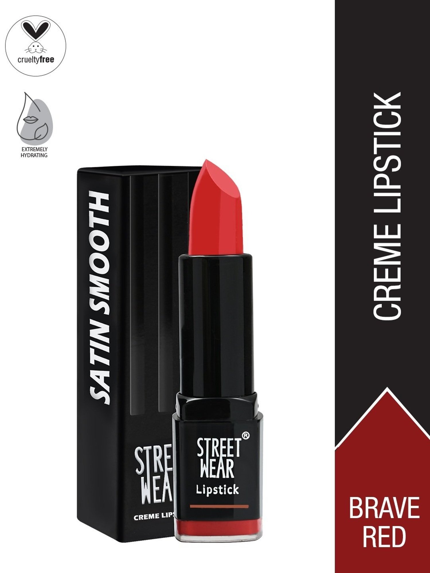 Street Wear Satin Smooth Lipstick Brave Red - 4.2 gm