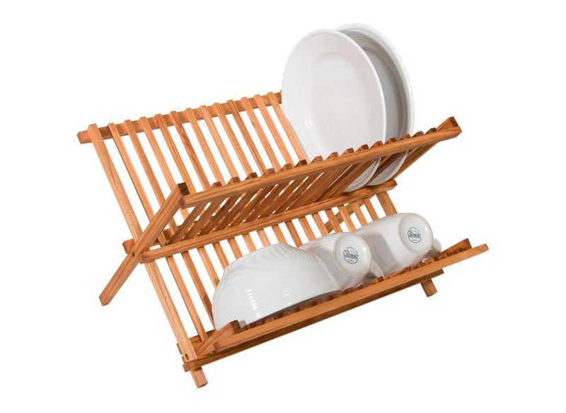 Home Basics Rustic Collection Pine Folding Dish Rack