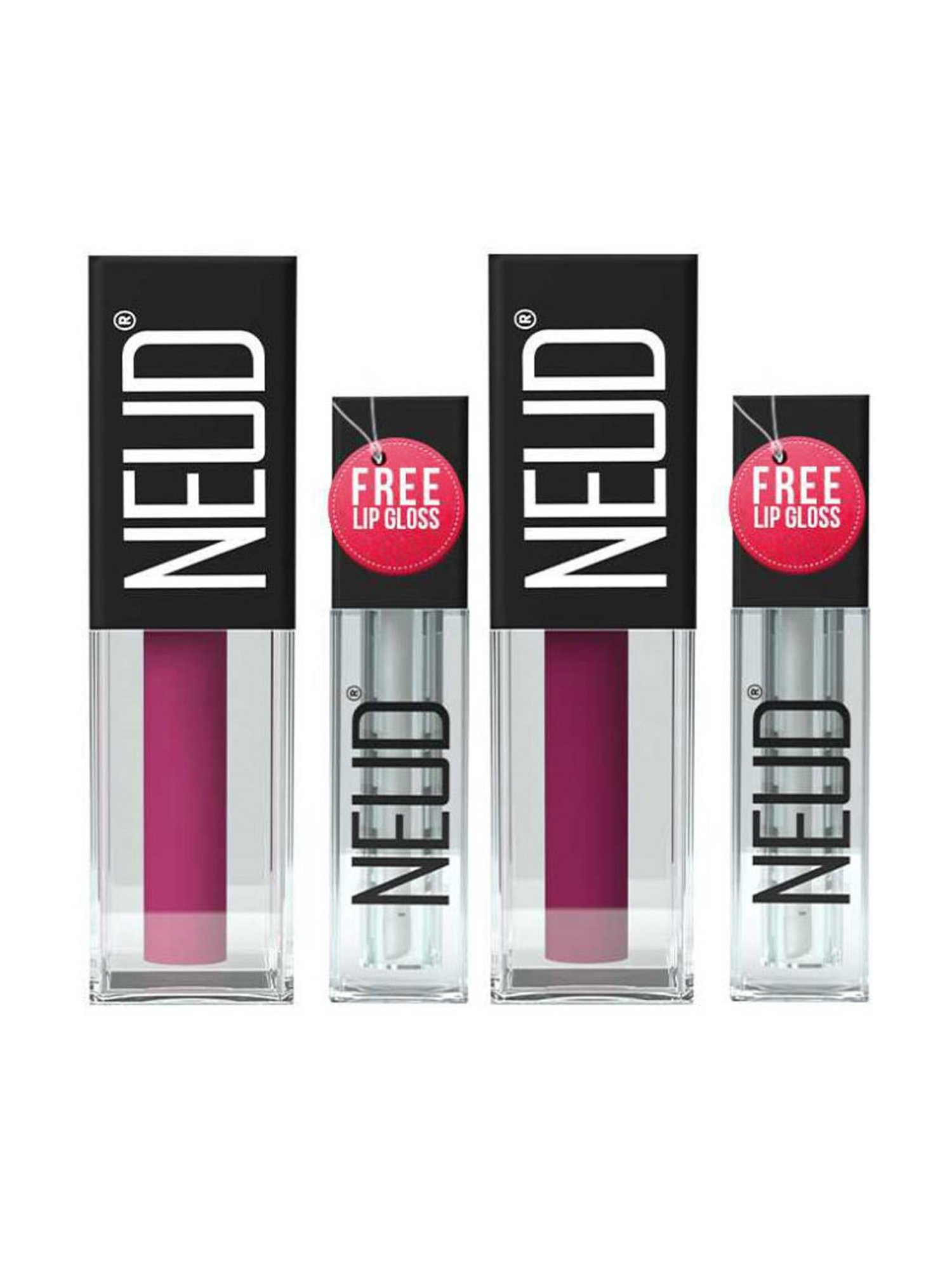 Neud Matte Liquid Lipstick Combo Mauve-a-Licious & Quirky Tease with Two Lip Gloss Free