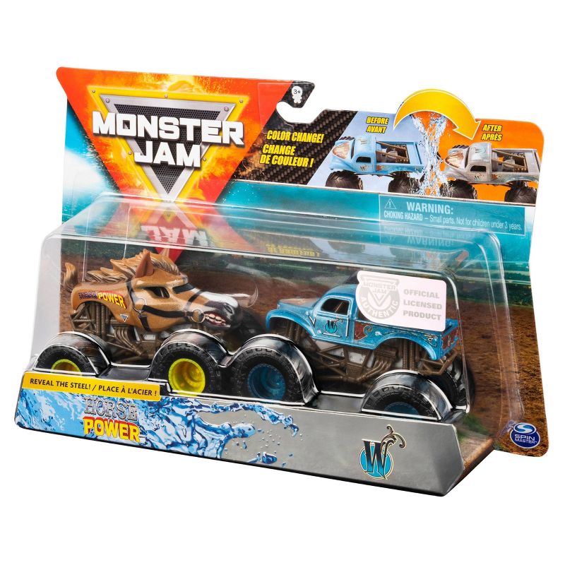 Monster Jam 1:64 2 Packs (Reveal The Steel) - Horse Power vs W