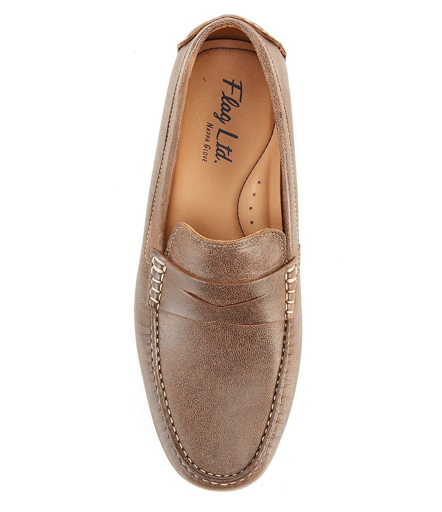 Flag LTD. Men's Morgan Distressed Vintage Leather Penny Loafer Moccasins