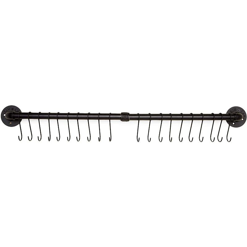 Farmlyn Creek Wall Mounted Kitchen Utensil Rack with S Hooks, Black (38 in)