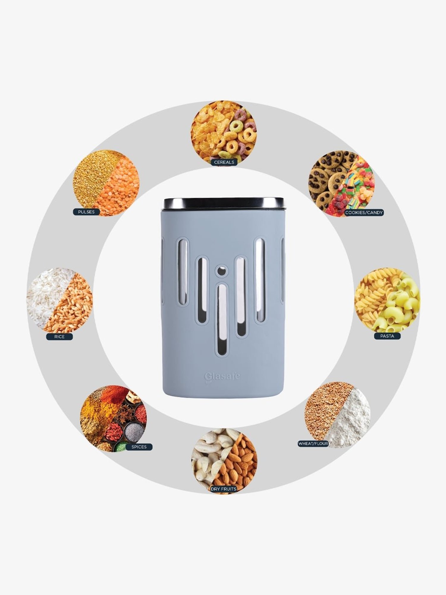 Glasafe Shift-N-Set Slate Grey Borosilicate Drinking Glasses & Containers