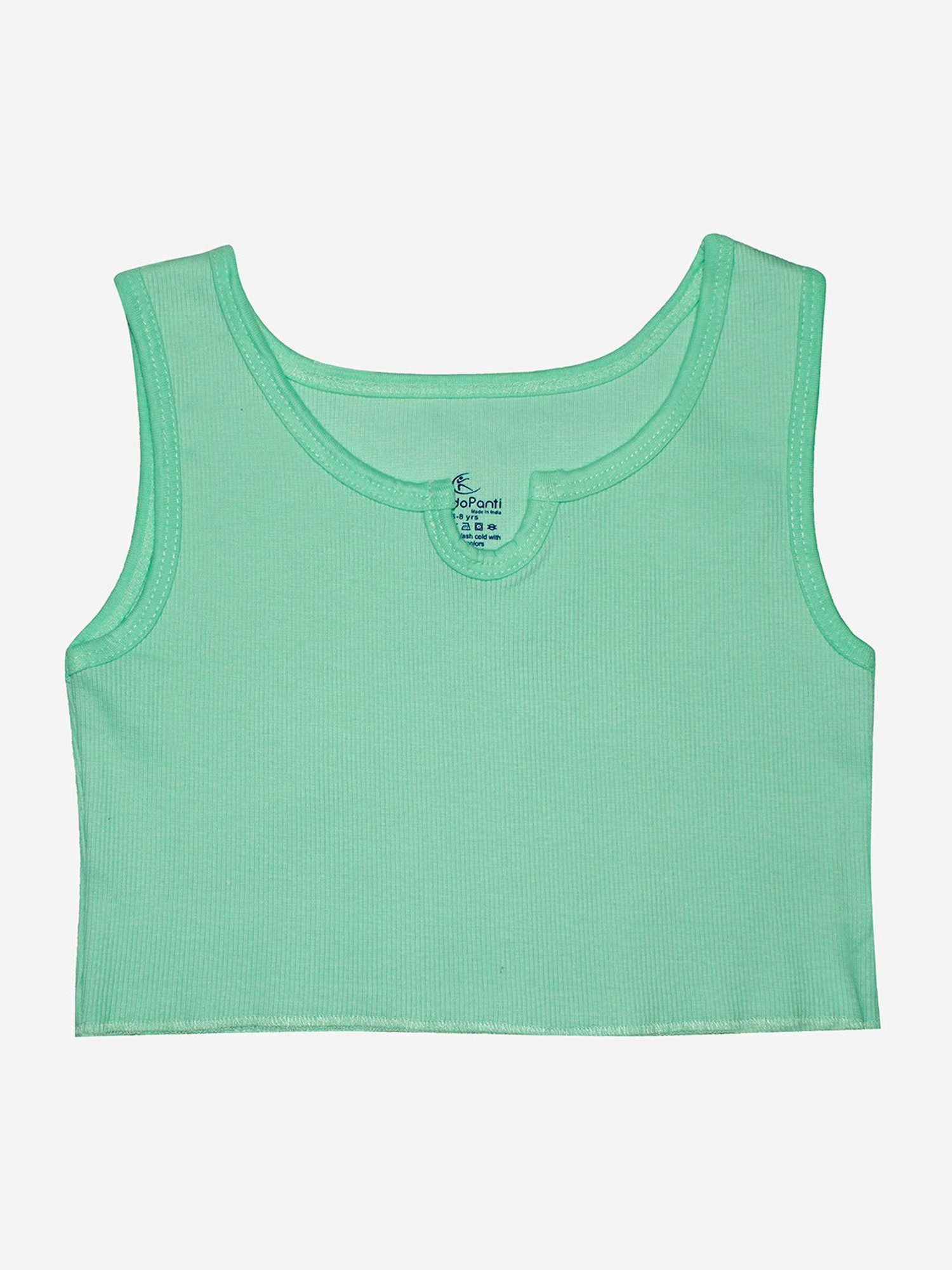 Kiddopanti Kids Mint Green Solid Crop Top