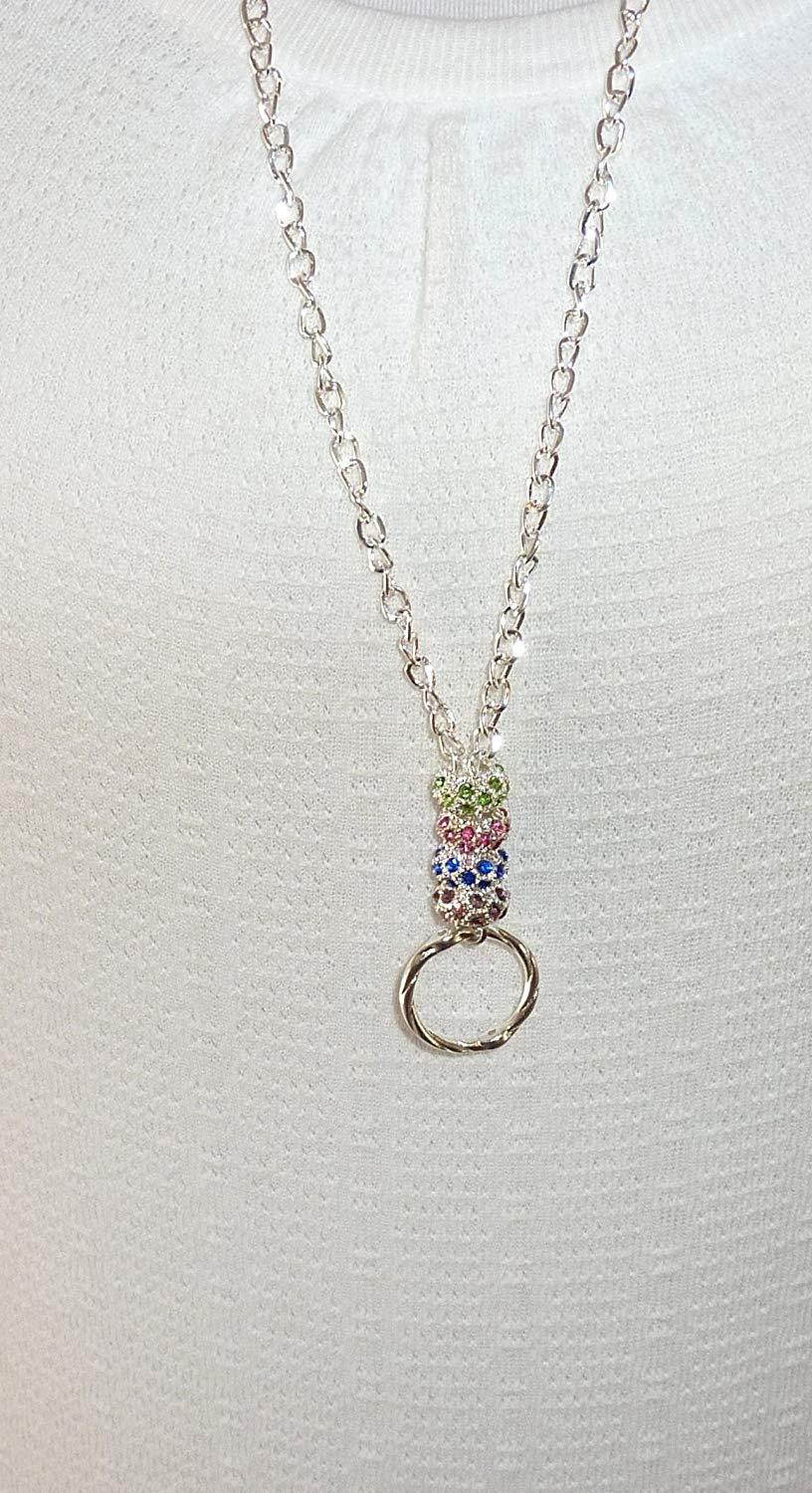 Chain BLING Style Women's Fashion Beaded Lanyard or Necklace 34" long, Breakaway and Non Breakaway Available, For keys, Badge Holder (Multi Bling - Breakaway)