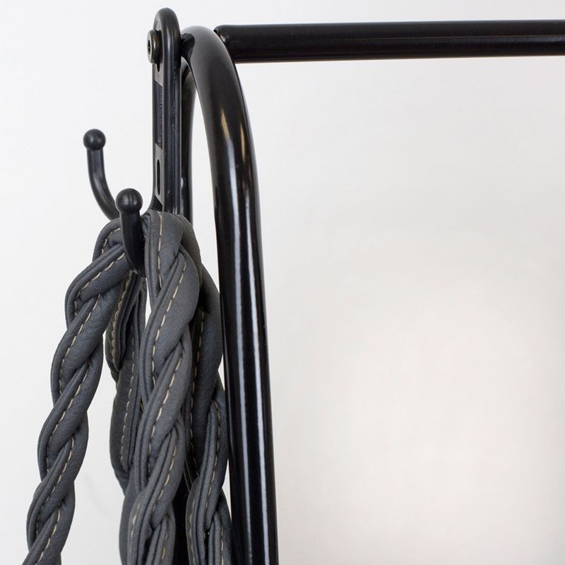 Home Basics 2 Shelf Free-Standing Garment Rack with Hooks, Black