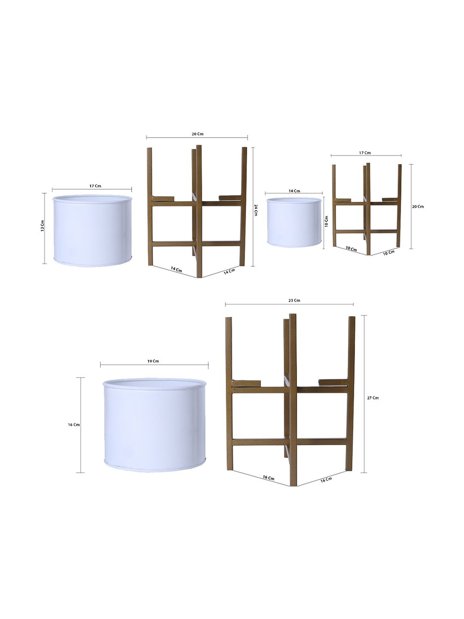 Homesake white Metal Planters Stand - Set of 3