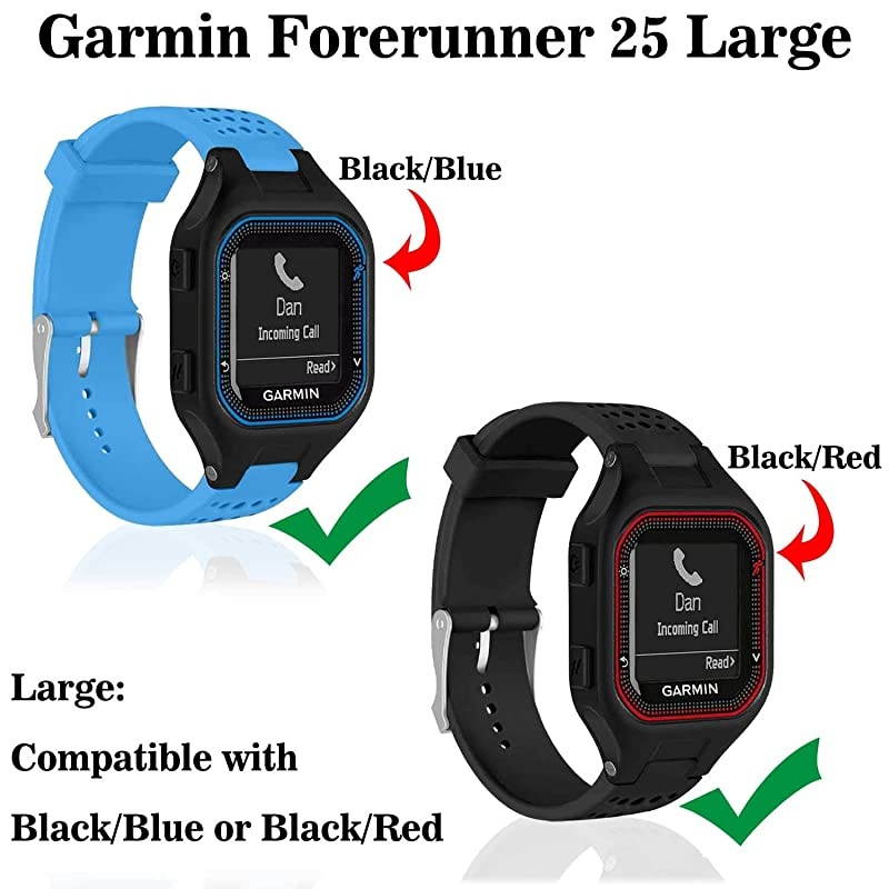 Bands Compatible with Garmin Forerunner 25 Soft Silicone Replacement Watch Band Strap for Garmin Forerunner 25 GPS Running Watch LTeal Large