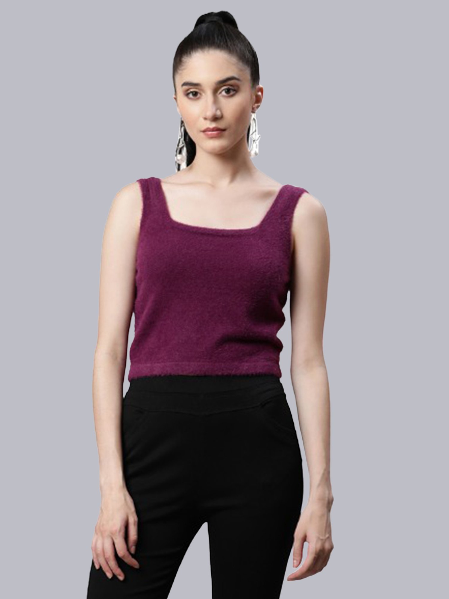 Global Republic Purple Knitted Regular Fit Top