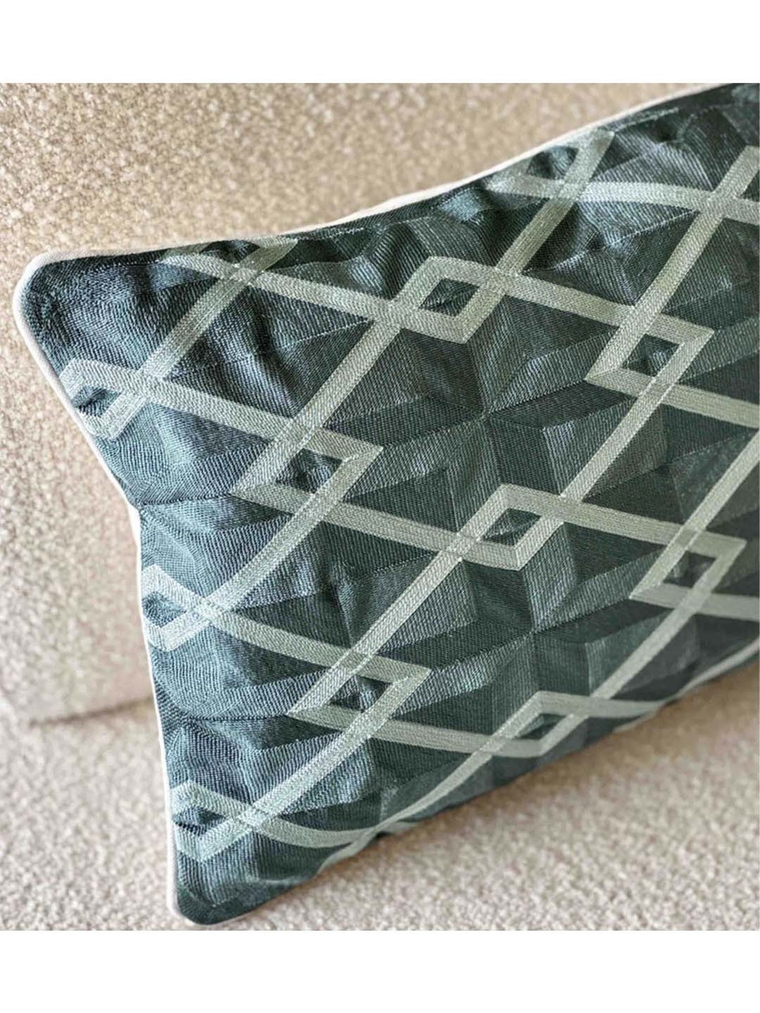 Mason Home Multicoloured Geometric Embroidered Lumbar Cushion Cover