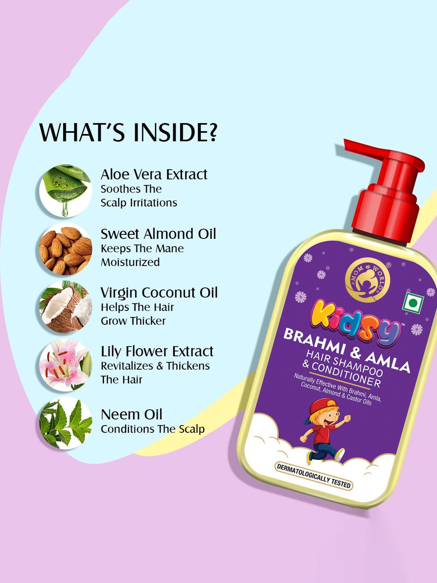 Mom & World Kidsy Brahmi, Amla Hair Shampoo & Conditioner - 240 ml