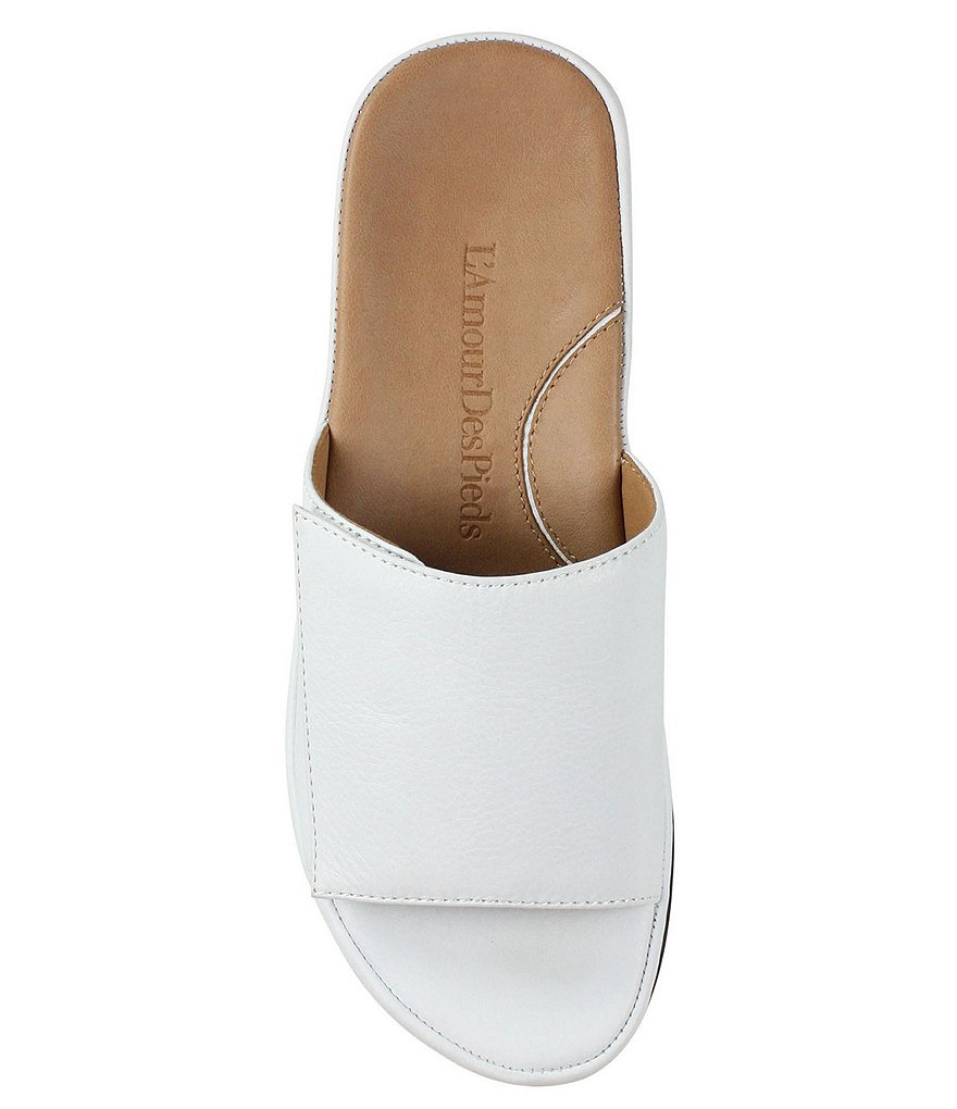 L'Amour Des Pieds Vester Leather Wedge Slides