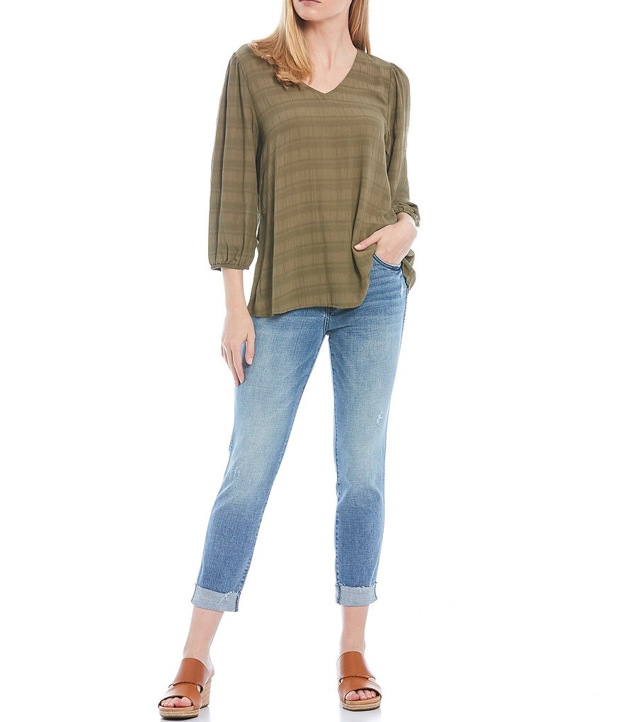 KUT from the Kloth Catherine High-Rise Fab Ab Technique Raw Cuff Hem Boyfriend Jeans
